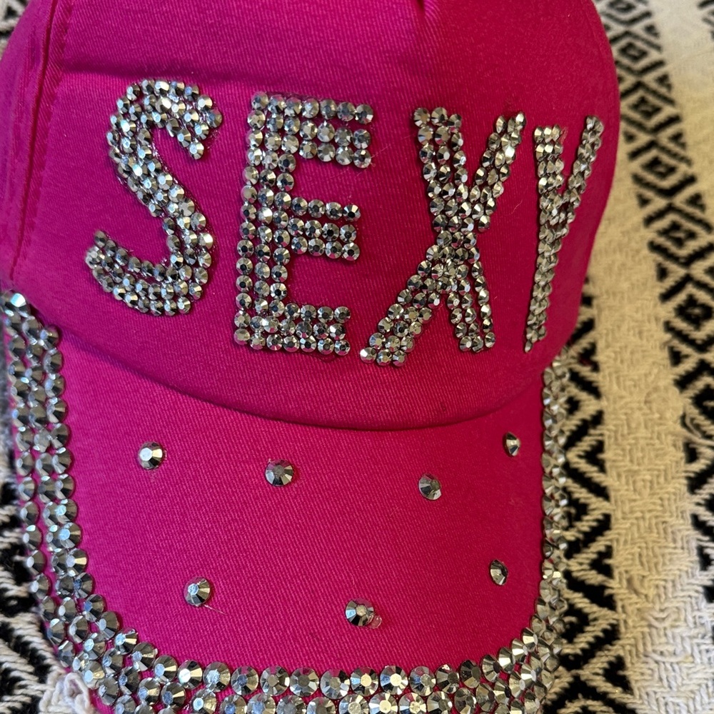 Pink Rhinestone Embellished Cap - Picture 2 of 2